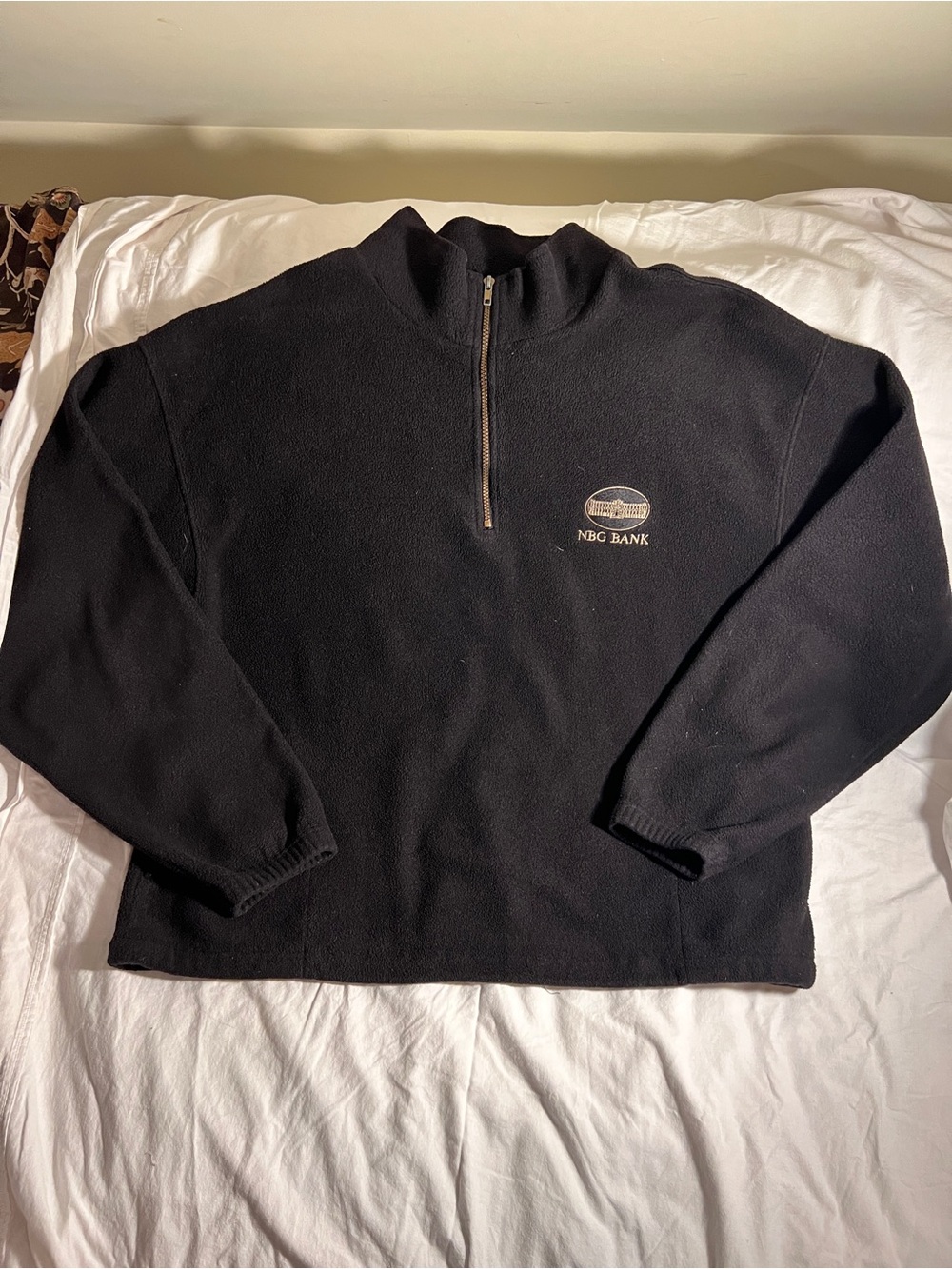 NBG Bank Black Quarter-Zip Fleece Sweater